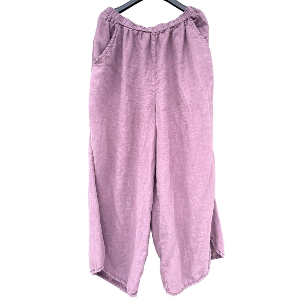 Cynthia Ashby women’s Large L Linen Lavander Pants Lagenlook Art to Wear
